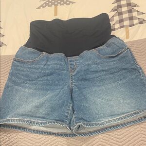 Isabel Maternity by Ingrid & Isabel High Waist Blue Denim Shorts